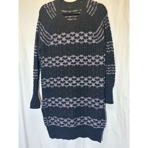 J. Crew Striped Boatneck Sweater Dress‎ Knit Black and Gray Medium K23